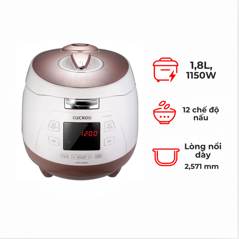 Nồi cơm điện tử áp suất Cuckoo CRP-M1000S/P2PGVNCV 1.8 lít