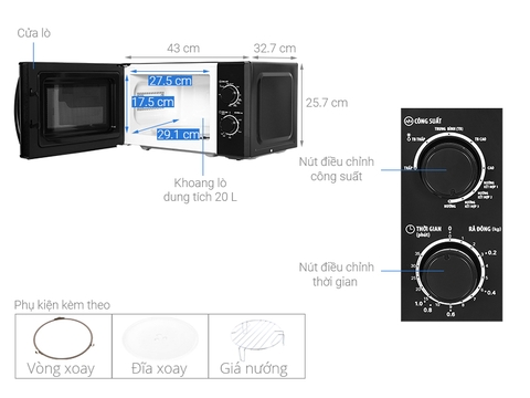 Lò vi sóng có nướng BlueStone MOB-7716 20 lít