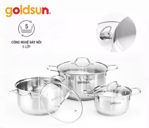 Bộ nồi Goldsun GPS1741-S 3 chiếc inox 5 lớp