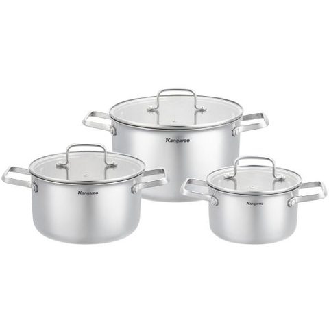 Bộ nồi inox cao cấp đáy liền Kangaroo KGCS3IP
