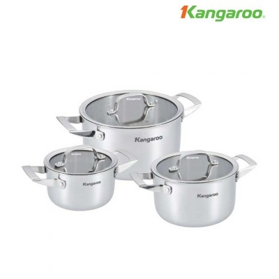 Bộ nồi Kangaroo KG304IP2 3 chiếc imox 3 lớp