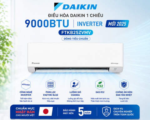 Điều hòa Daikin 1 chiều 9000Btu Inverter FTKB25ZVMV mới 2025