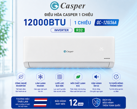 Điều hòa Casper 1 chiều 12000BTU inverter QC-12IU36A
