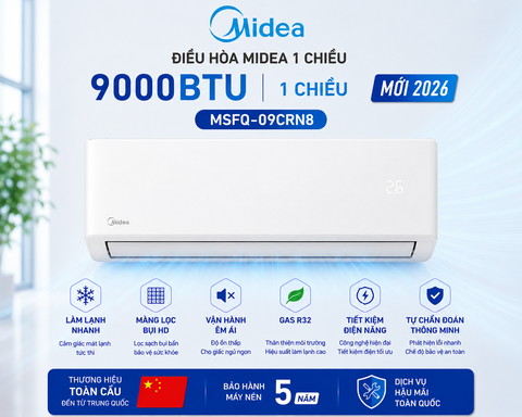 Điều hòa Midea 1 chiều 9000BTU MSFQ-09CRN8 mới 2026
