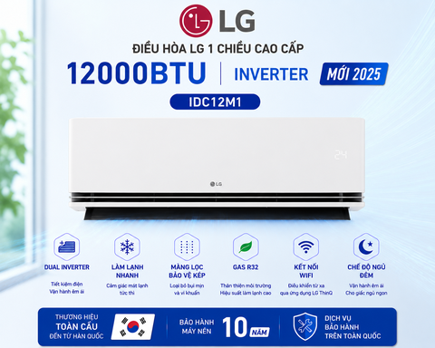 Điều hòa LG 1 chiều 12000Btu Inverter IDC12M1 cao cấp mới 2025