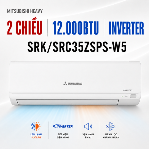 Điều hòa Mitsubishi Heavy 2 chiều 12.000BTU Inverter SRK/SRC35ZSPS-W5