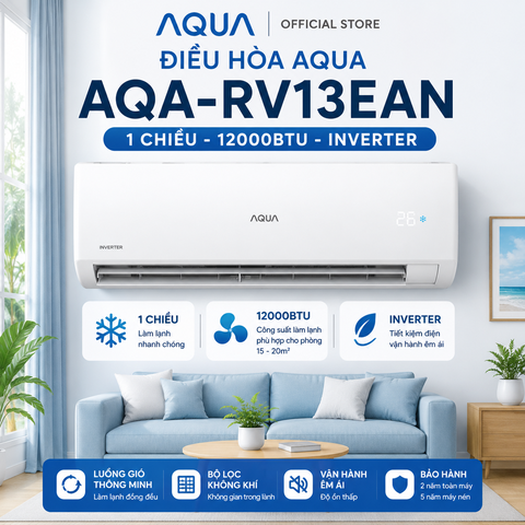 Điều hòa Aqua 1 chiều 12000BTU Inverter AQA-RV13EAN