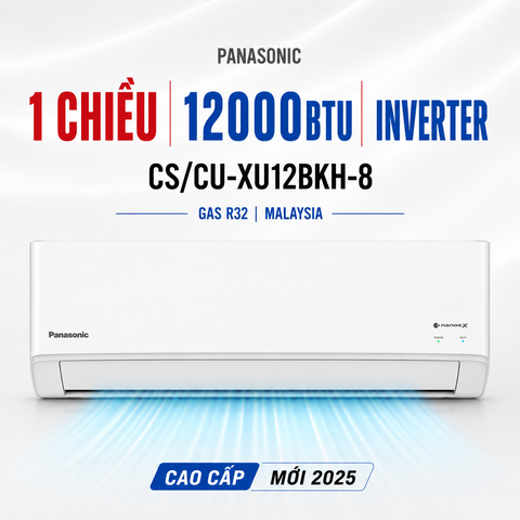 Điều hòa Panasonic 1 chiều 12000Btu Inverter CS/CU-XU12BKH-8 cao cấp mới 2025