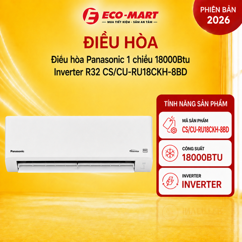 Điều hòa Panasonic 1 chiều 18000Btu Inverter R32 CS/CU-RU18CKH-8BD Tiêu chuẩn dàn lạnh to