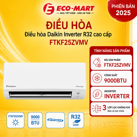 Điều hòa Daikin 1 chiều 9000BTU Inverter FTKF25ZVMV mới 2025