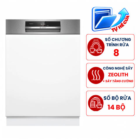 Máy rửa bát Bosch SMI8TCS01E Seri 8 bán âm , 14 bộ sấy Zeolith tự hé cửa, Nhập Đức