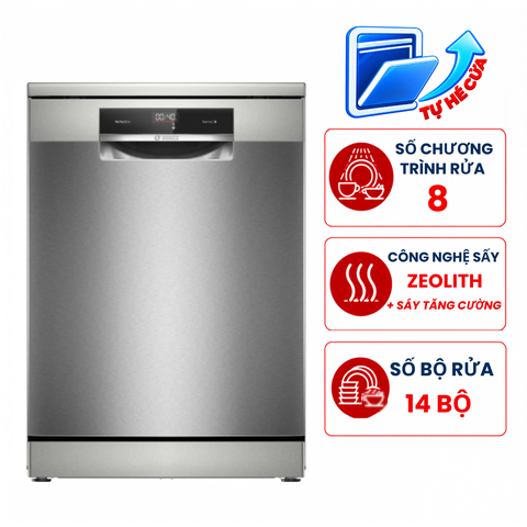 Máy rửa bát Bosch SMS8YCI03E Seri 8, 14 bộ độc lập sấy Zeolith, hé cửa nhập Đức