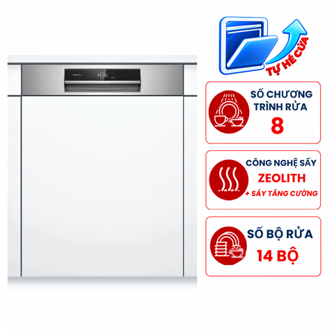 Máy rửa bát Bosch SMI8YCS03E seri 8, 14 bộ âm tủ sấy Zeolith, hé cửa nhập Đức