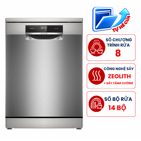 Máy rửa bát Bosch SMS8YCI01E Series 8, 14 bộ độc lập, sấy Zeolith, hé cửa Nhập Đức