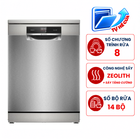 Máy rửa bát Bosch SMS8TCI01E Seri 8, 14 bộ độc lập, sấy Zeolith, hé cửa nhập Đức