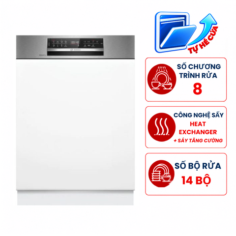 Máy Rửa Bát Bosch SMI6ECS10E Seri 6 Bán Âm Sấy Hé Cửa Tự Động
