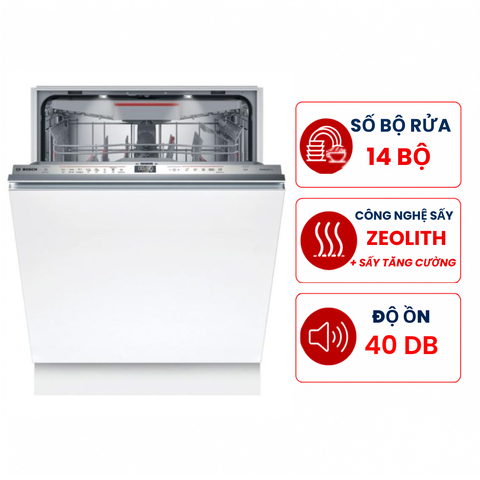 Máy rửa bát Bosch SMV6ZCX16E Series 6, 14 bộ âm tủ sấy Zeolith nhập Đức