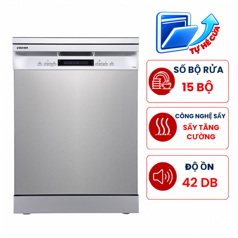 Máy rửa bát Kocher KDEU-8835 15 bộ độc lập, hé cửa nhập Malaysia