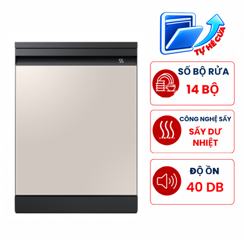 Máy rửa bát Samsung Bespoke DW60CB750FAPSV 14 bộ độc lập , tự hé cửa nhập Thái Lan