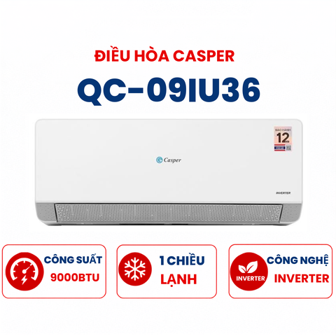 Điều hòa Casper 1 chiều 9000BTU inverter QC-09IU36