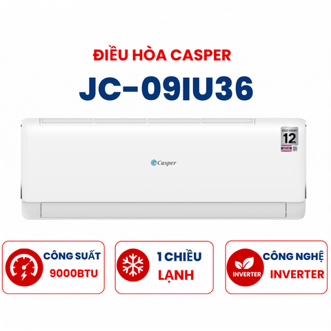 Điều hòa Casper 1 chiều 9000Btu Inverter R32 JC-09IU36 mới 2025