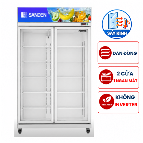 Tủ mát Sanden YPC-1100C 900 lít 2 cánh , có sấy kính