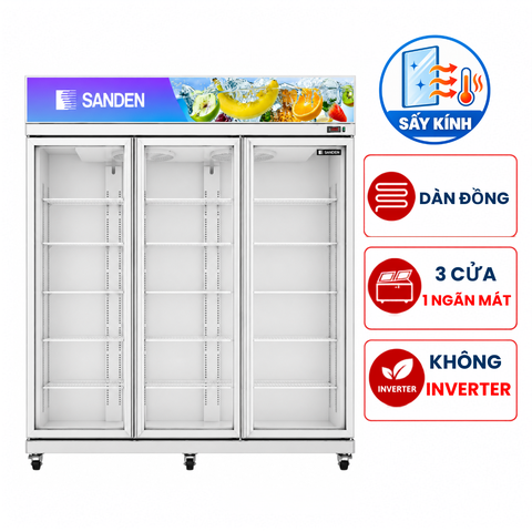Tủ mát Sanden YPC-1650C 1.400 lít 3 cánh , có sấy kính