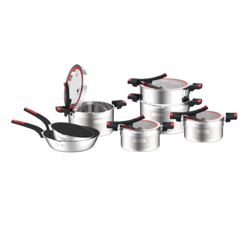 Bộ nồi Elmich Milano EL-8272 7 chiếc inox liền khối 3 lớp