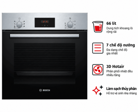 Lò nướng âm Bosch HBF512BS1H seri 2, 2950W, 66 lít