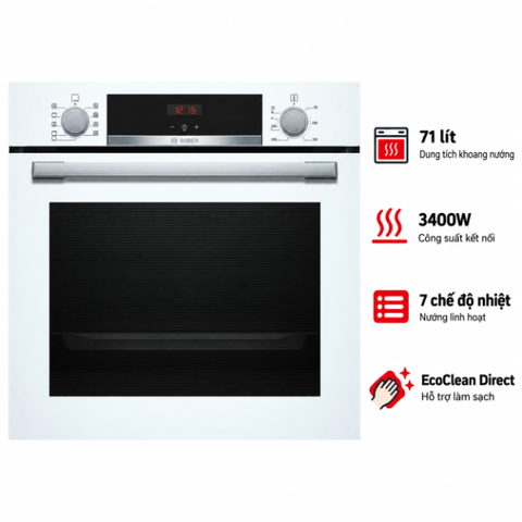 Lò nướng âm tủ Bosch HBA534BW0 Seri 4 3400W 71 lít