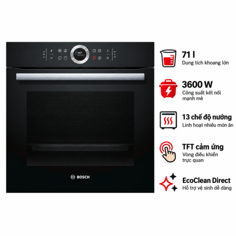 Lò nướng âm tủ Bosch HBG634BB1B Seri 8 3600W 71 lít