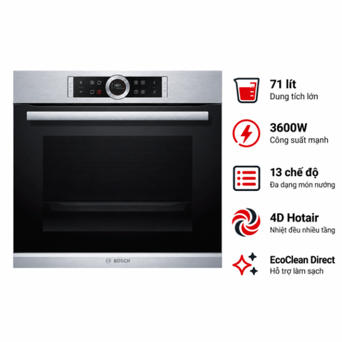 Lò nướng âm tủ Bosch HBG655BS1M Seri 8 3600W 71 lít