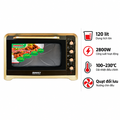 Lò nướng Sanaky VH 129N2D Lò nướng 120 lít, Vỏ inox