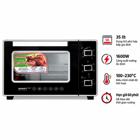 Lò nướng Sanaky VH3599N2D 35 lít vỏ inox