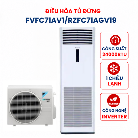 Điều hòa tủ đứng Daikin 1 chiều Inverter 24.000Btu FVFC71AV1/RZFC71AGV19