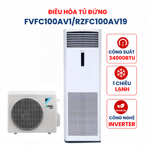 Điều hòa tủ đứng Daikin 1 chiều Inverter 34.000Btu FVFC100AV1/RZFC100AV19