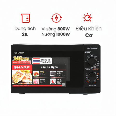 Lò vi sóng có nướng Sharp R-G211TV-BK 21 lít