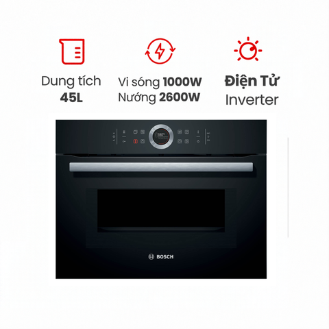 Lò vi sóng có nướng âm tủ Bosch CMG633BB1 Seri 8 900W/3600W 71 lít