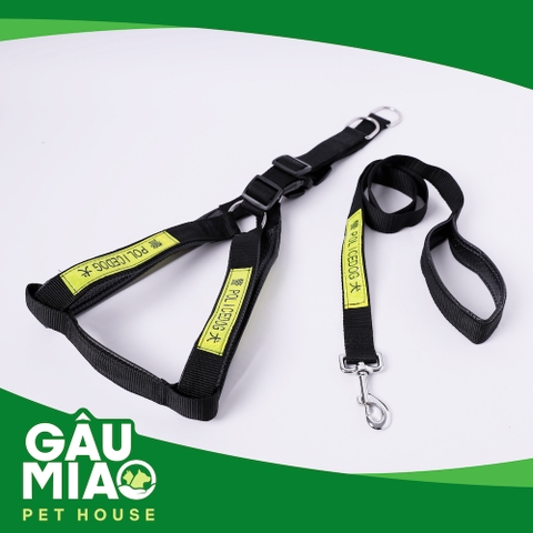 Bộ dây dắt + đai yếm Police
