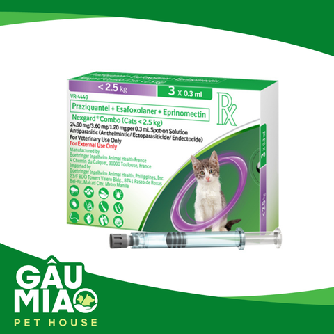 Nexgard Combo - Nhỏ gáy phòng & trị nội, ngoại kí sinh cho mèo