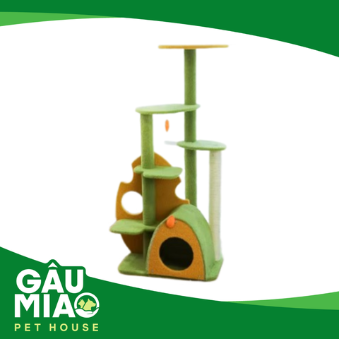 Trụ mèo xanh lá, vàng LZ-02 56x48x126cm