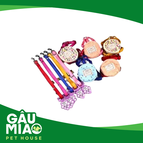 Bộ dây dắt + yếm kèm balo tròn 004-15 s.M-1.5*120cm