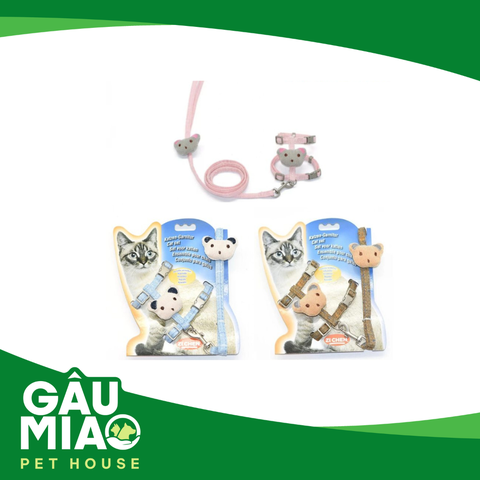 Bộ yếm + dây dắt caro chuột bông