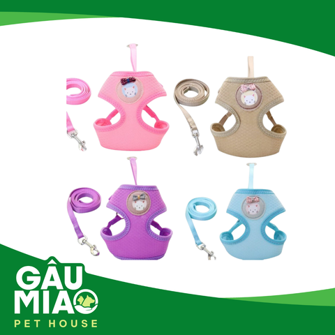 Bộ dây dắt +yếm lưới hình gấu