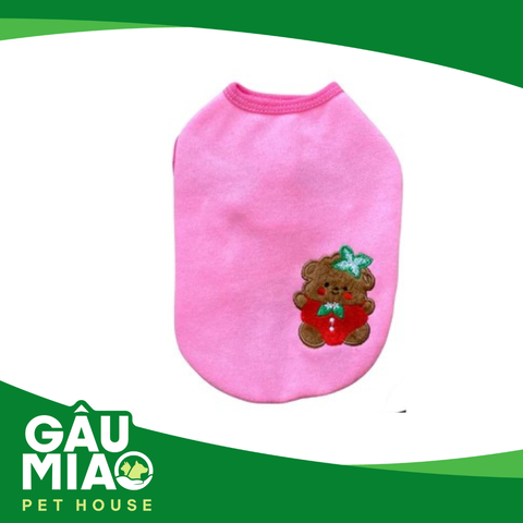 Áo thun nỉ - Gấu quả dâu hồng