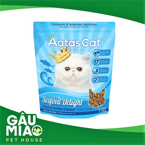 Aatas Cat Seafood Delight - Thức ăn hạt cho mèo vị cá ngừ và cá mòi 1.2kg