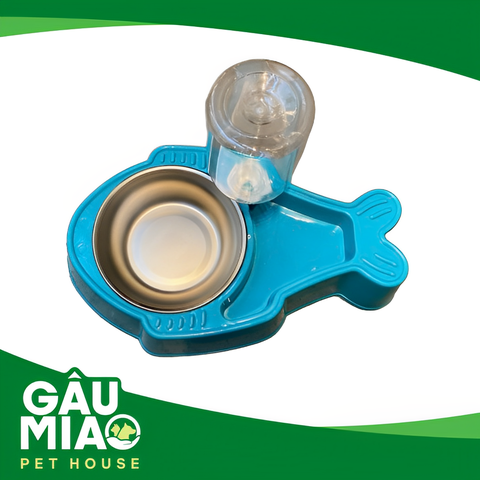 Tô đôi ăn uống hình Cá chén inox+bình nước