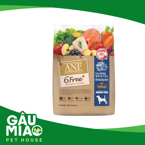 ANF 6FREE+ - Thức ăn hỗn hợp hoàn chỉnh cho chó mọi lứa tuổi vị Cá hồi với Cá thịt trắng