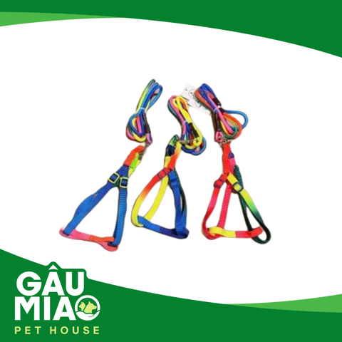 HK-Bộ dây dắt tròn + yếm ngũ sắc