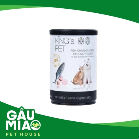 King's Pet pate  - Vị Súp cá - Sốt bò (Chó & Mèo) - 380g